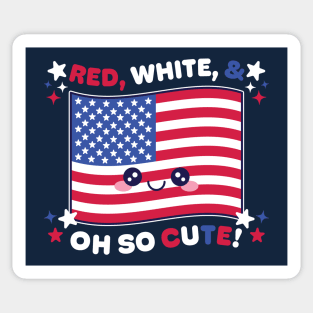 Red, White, and Oh So Cute! Patriotic Kawaii American Flag Sticker